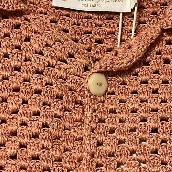 Savannah Morrow The Label Rico Crochet Button Up Sweater in Guava Size M/L NWT - Picture 3 of 8